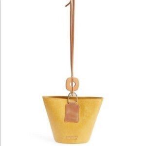 NOBRAND Yellow Bucket Bag with Tan Strap